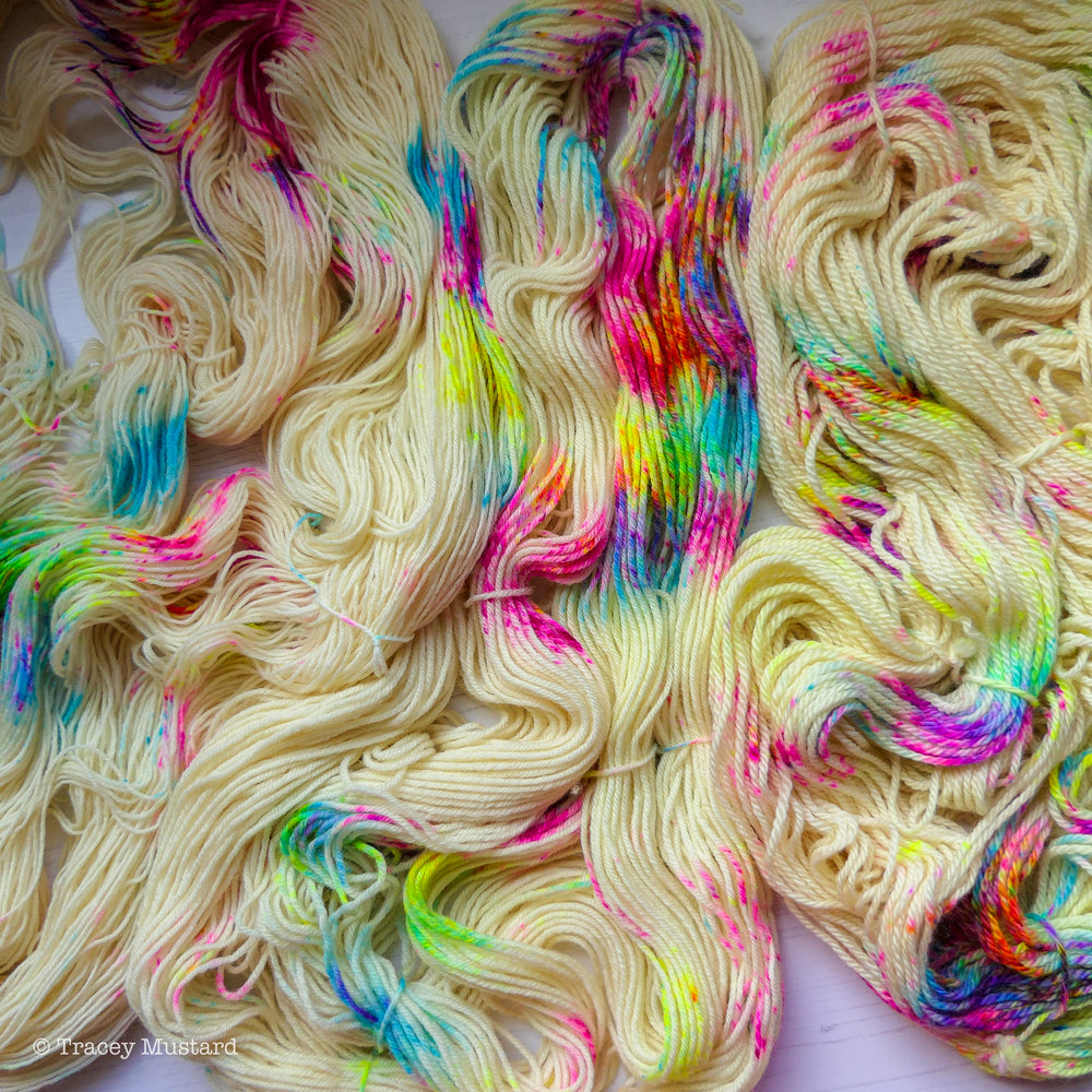 Neon Speckled Hand Dyed Yarn