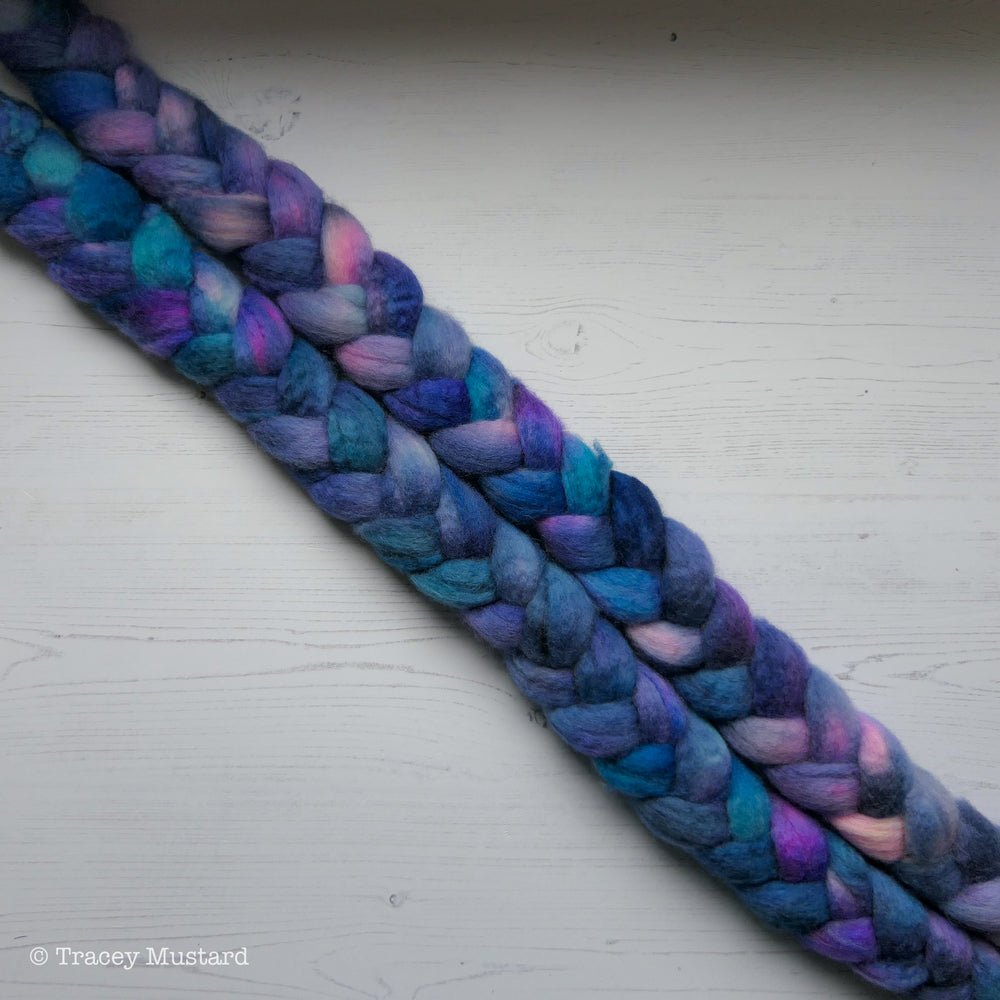 Purpley Blue fibre tops 100g // BFL (non-SW) // RTS