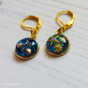 Ocean Duo // 2 x handmade resin stitch markers
