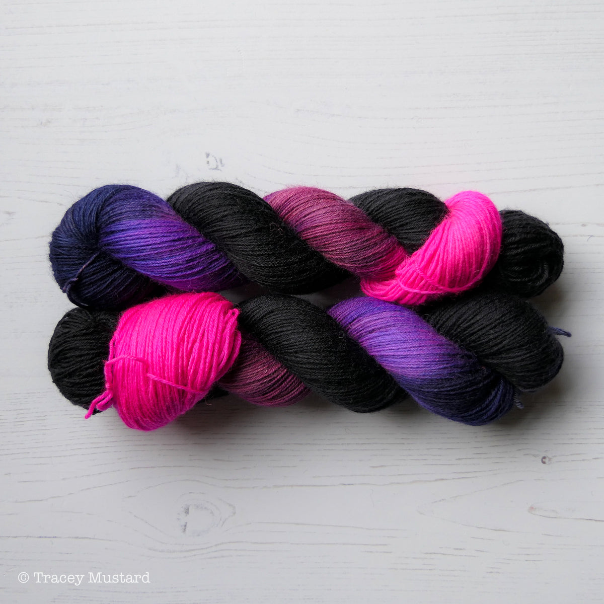 Jellyfish Midnight Rave // hand dyed neon yarn What Mustard Made