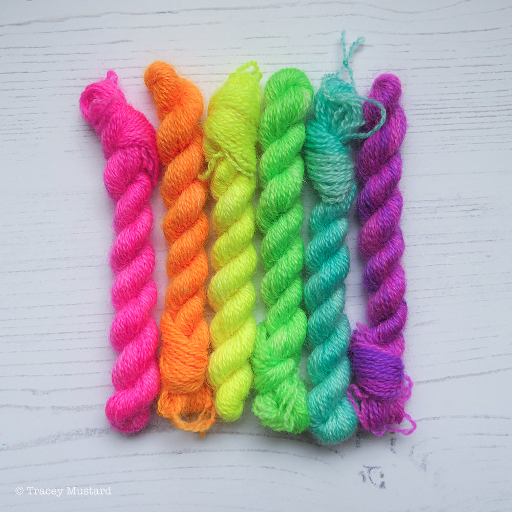 Neon Rainbow Embroidery Yarn Bundle // RTS