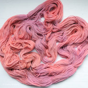 Rose gold hand dyed yarn, by Tracey Mustard of What Mustard Made.