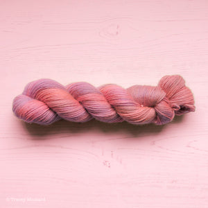 Rose gold hand dyed yarn, by Tracey Mustard of What Mustard Made.